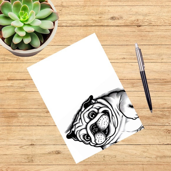 Whimsical Bulldog Blank Notecards with Peel and Stick Envelopes - Picture 4 of 10